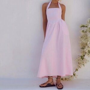 Seven Wonders Locklea Pink Halter Neck Cotton Midi Dress Summer Medium